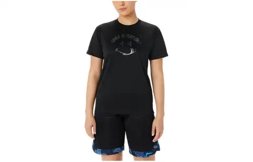 ASICS Basketball Jersey DRY T Shirts Women's Black Crew Neck Moderate Straight Fit
