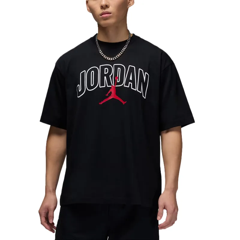 Jordan Brooklyn T Shirts Men's Black Crew Neck Moderate Straight Fit