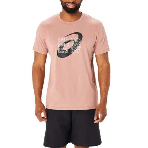 ASICS T Shirts Men's Sour Plum 600 Crew Neck Moderate Straight Fit