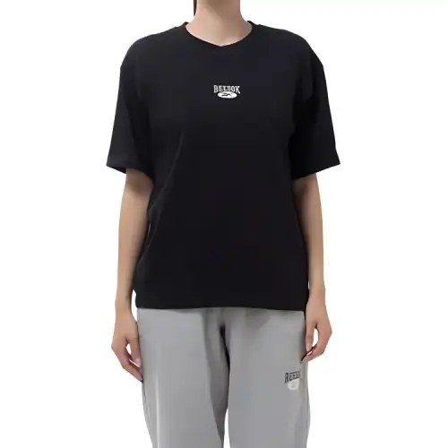 Reebok T Shirts Women's Black Crew Neck Moderate Straight Fit