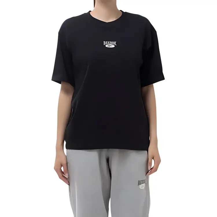 Reebok T Shirts Women's Black Crew Neck Moderate Straight Fit