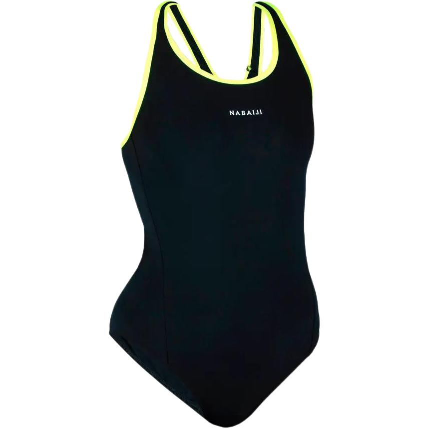 DECATHLON One piece Swimsuit Women’s Smoked Black/Neon Yellow