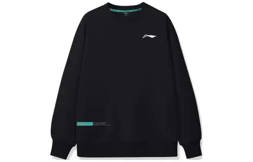 Li Ning Sweatshirts Men's Black Crew Neck Moderate Regular