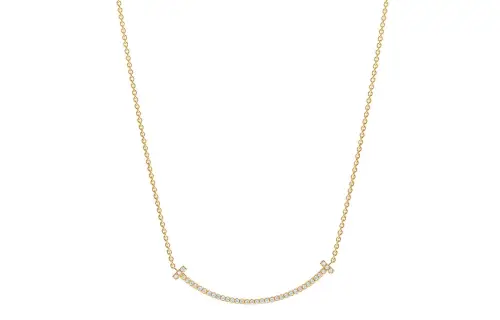 TIFFANY & CO. 2010s 18k Rose Gold T smile Diamond Necklace
