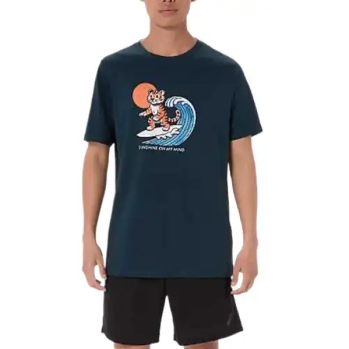 Asics SUNSHINE T Shirt Men's Dark Blue Green