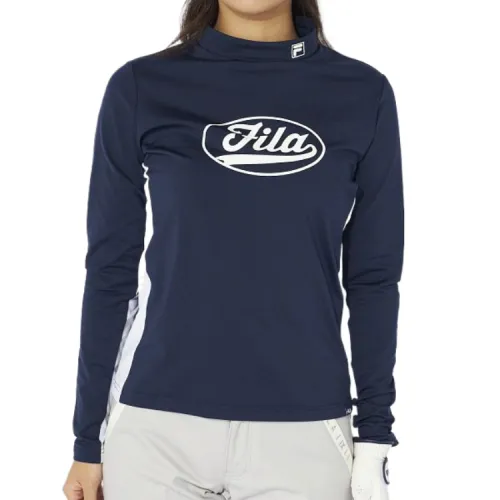 FILA 1911 T Shirts Women's Marine Blue Stand Collar Moderate