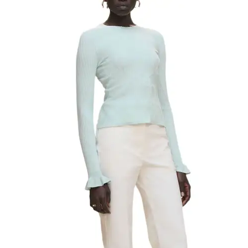 HERMES Sweaters Women's Cyan Crew Neck Moderate Other