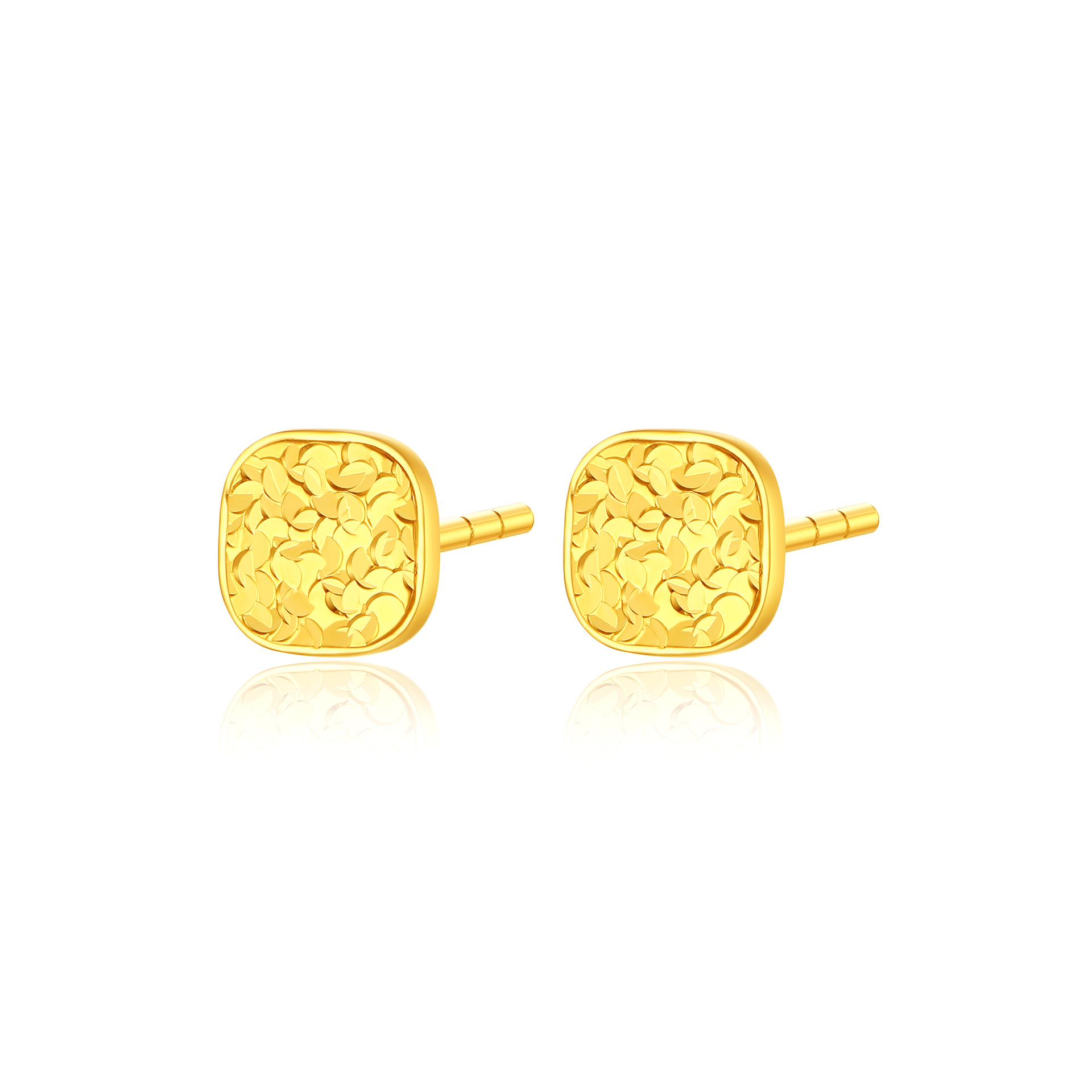 Chinese Jewelry SINO GEM Cube Sugar Crushed Ice Sparkling Geometric Simple Exquisite Commuting Style Gentle Elegant High-end Fashion Versatile Pure Gold Priced by the Gram Gold Earrings Women's Style