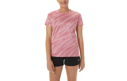 Asics CORE ALL Over PRINT SS TOP W T Shirt Women's Pink