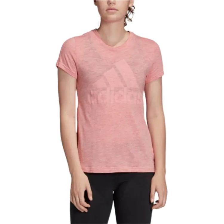 Adidas T-Shirts Women's Pink Crew Neck Moderate