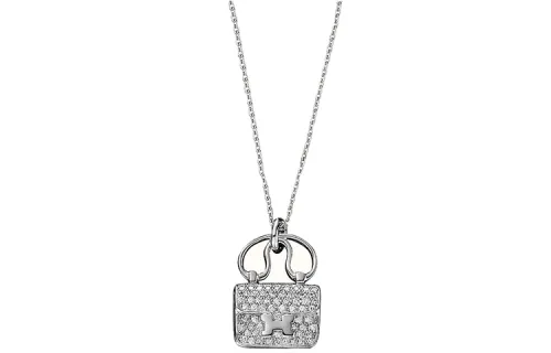 HERMES White Gold Diamonds Necklaces Women's