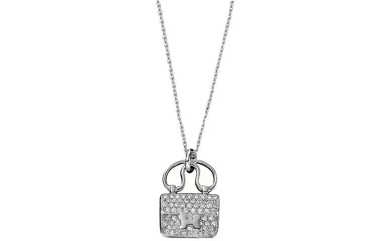 HERMES White Gold Diamonds Necklaces Women's