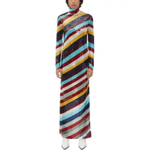 Bottega Veneta Long Sleeved Dress Women's Multicolor