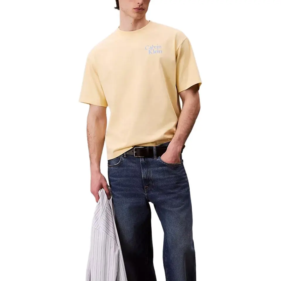 Calvin Klein T-Shirts Men's Yellow Crew Neck Moderate