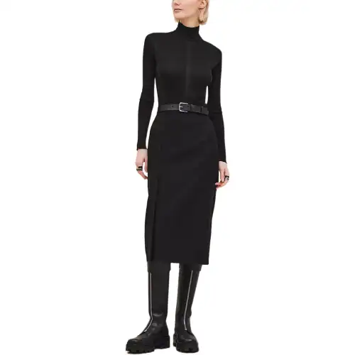 HERMES Casual Long Skirt Women's Black