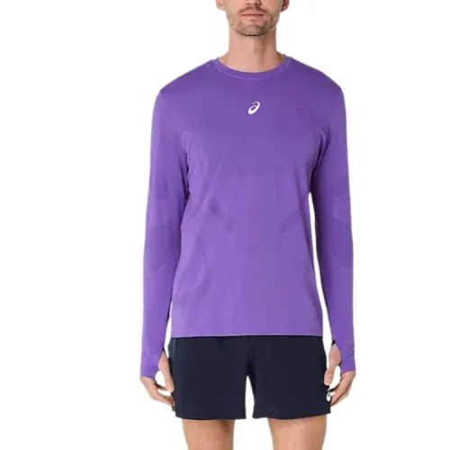 ASICS ROAD T Shirts Men's Edo Purple Crew Neck Moderate Straight Fit
