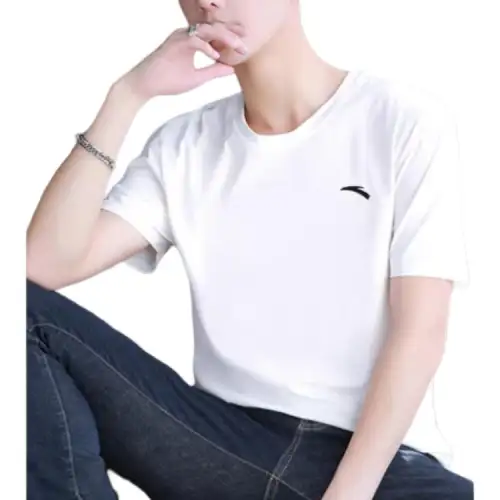 ANTA T Shirts Men's White Crew Neck Moderate Straight Fit