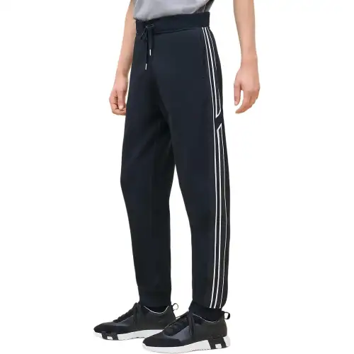 HERMES FW24 Knitted Sweatpants Men's Marine Blue