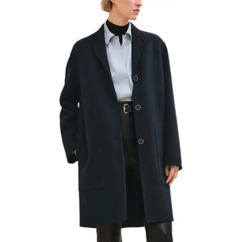 HERMES FW24 Coat Women's Black Blue
