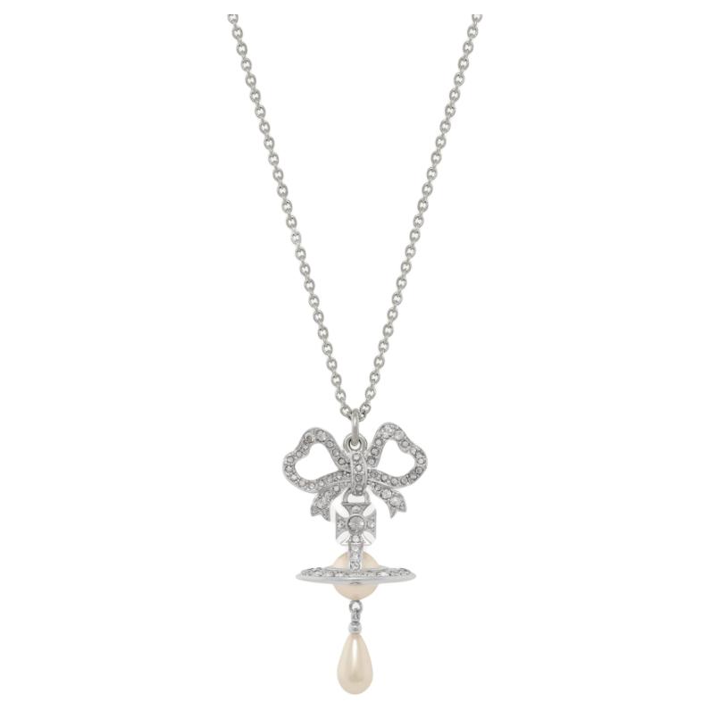Vivienne Westwood Pendant drop-shaped pearl, brass necklace with bow, with your logo imprint