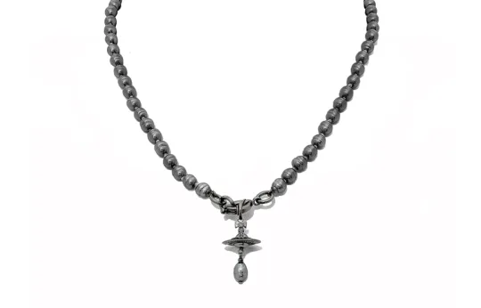 Vivienne Westwood Pearl Necklaces Unisex Gunmetal Gray