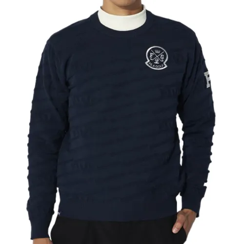 FILA Sweaters Men's Marine Blue Crew Neck Moderate