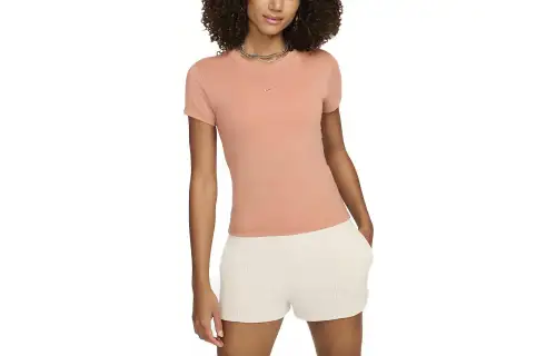 Nike T Shirts Women's Carmine Crew Neck Moderate Straight Fit
