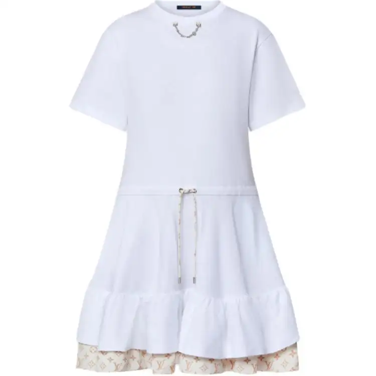 Lv Monogram Flounce T Shirt Dress