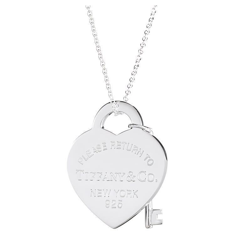 TIFFANY & CO. Tiffany Return to Tiffany Series Heart Shape Key Pendant 925 Silver Necklace Women's Silver