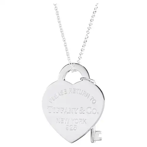TIFFANY & CO. Tiffany Return to Tiffany Series Heart Shape Key Pendant 925 Silver Necklace Women's Silver