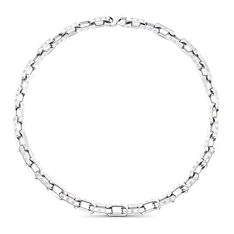 LOUIS VUITTON Monogram Necklaces Unisex Silver