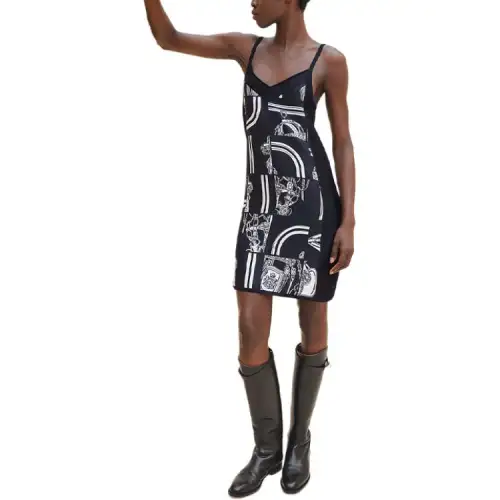 HERMES SS24 Slip Dress Women's Black Blue