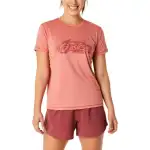 ASICS T Shirts Women's Red Crew Neck Moderate Straight Fit