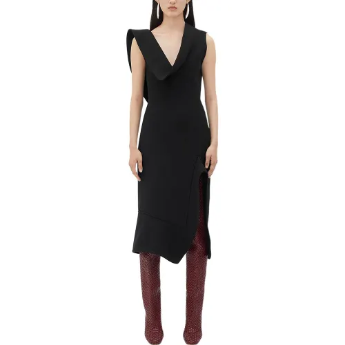 Bottega Veneta Structured V-Neck Midi Dress