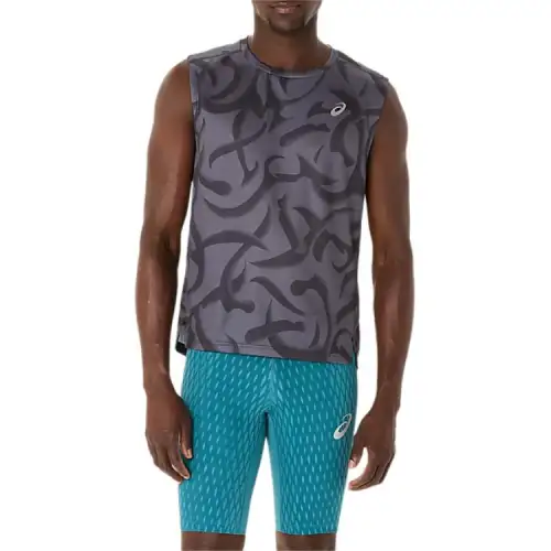 ASICS Tank Tops Men's Gray Crew Neck Moderate Other