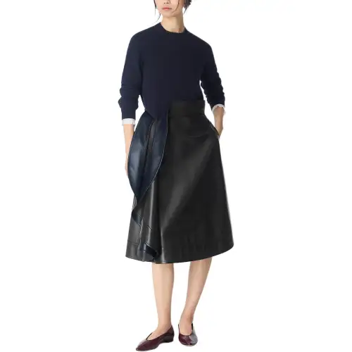 Bottega Veneta Leather A Line Skirt