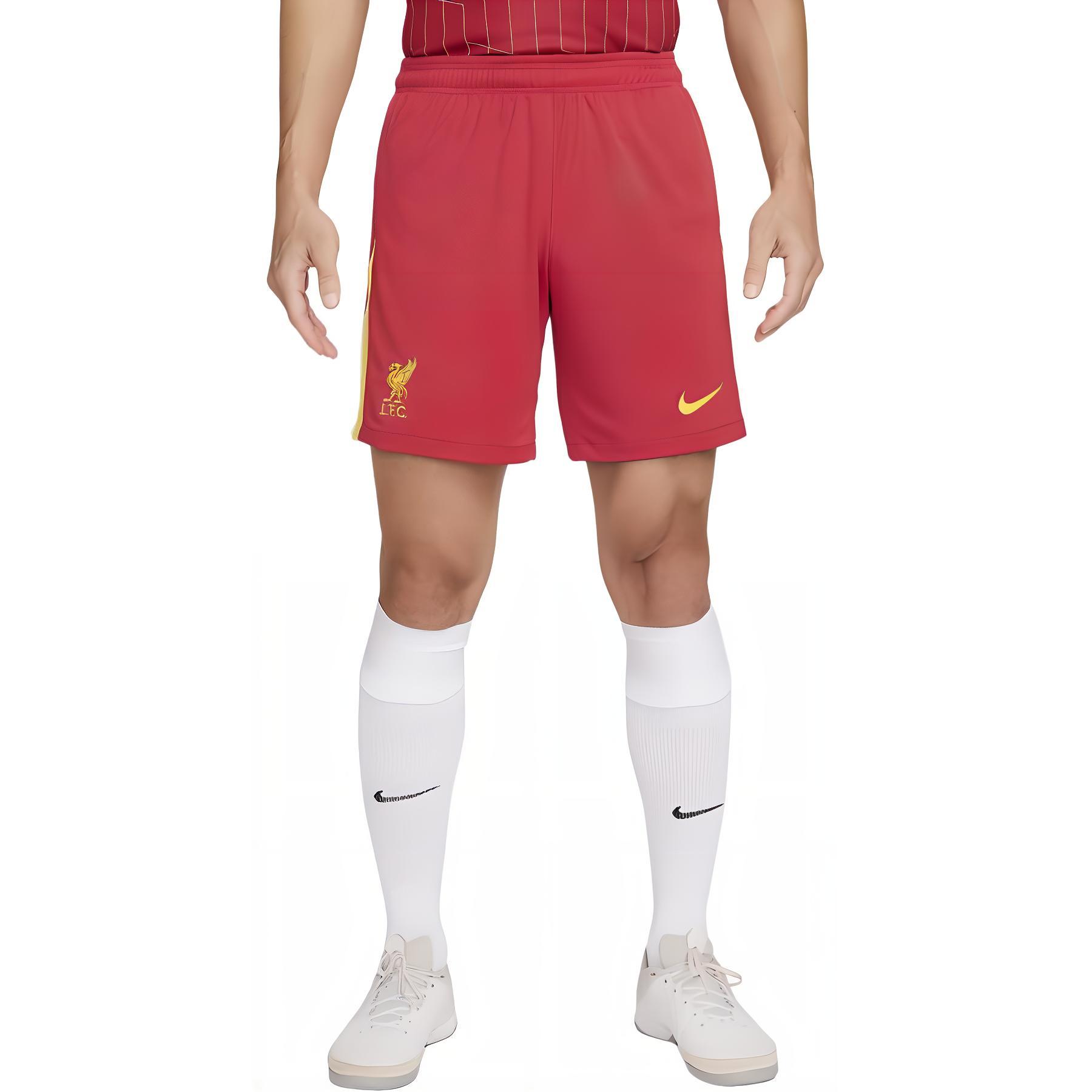 Nike SS24 Dri-FIT series Liverpool Football Club 2024 Stadium Home Logo Embroidery Color Block Comfortable Casual Knitted Football Pants Men's Gym Red