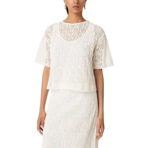 Bottega Veneta Lace Detailed Short Sleeved Top