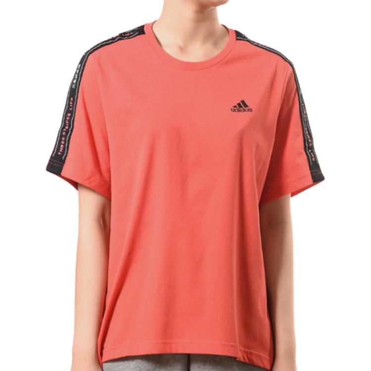 Женская футболка adidas с буквенным принтом (оранжевая)