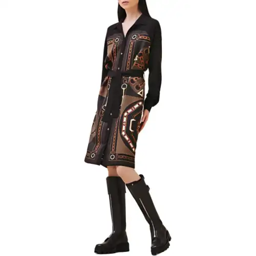 HERMES Long Sleeved Dress Women's Brown