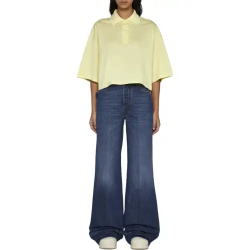 Bottega Veneta Collared Short Sleeve Cropped Polo Shirt