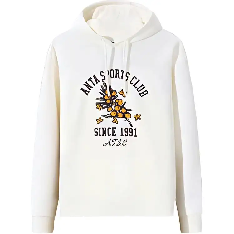 Anta Life Collection Loose Fit Fleece Lined Sports Thermal Sweatshirt Women's Ivory White