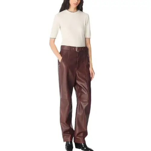 Bottega Veneta SS25 Leather Pants Women's Ochre