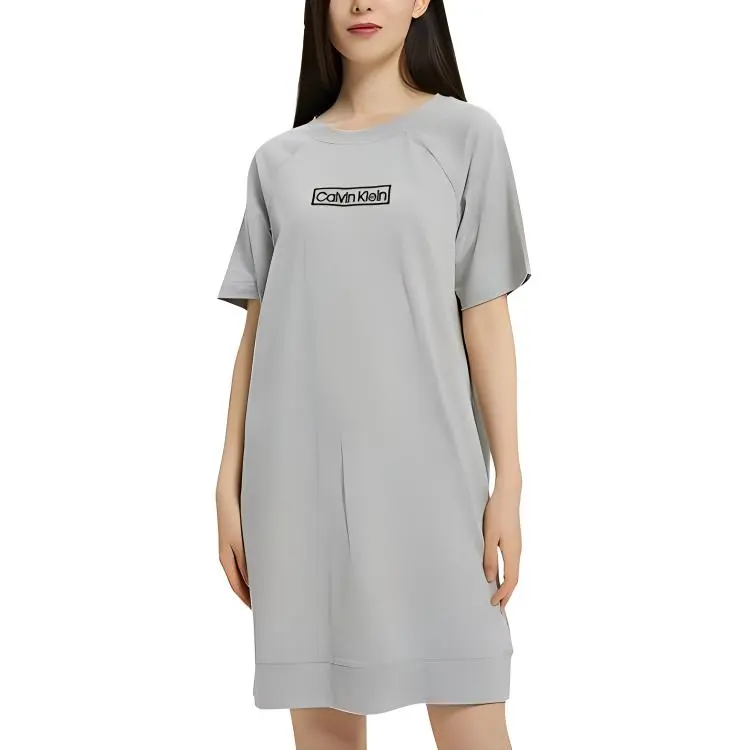 CALVIN KLEIN Short Sleeved Dress Women's Coconut Gray