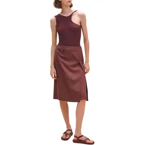 HERMES SS24 Casual Long Skirt Women's Rouge