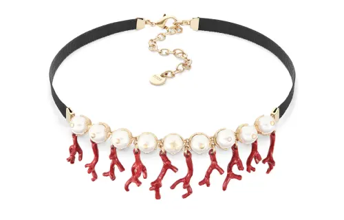Christian DIOR Logo Engraved Embellished Necklace