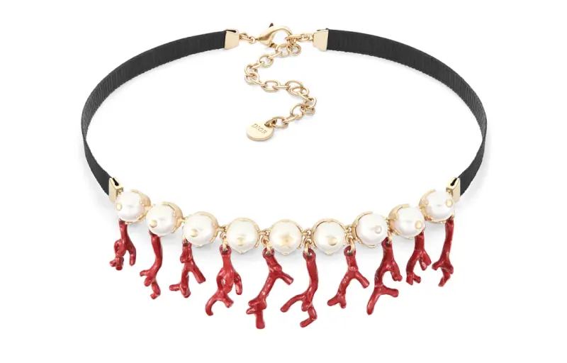 Christian DIOR Logo Engraved Embellished Necklace