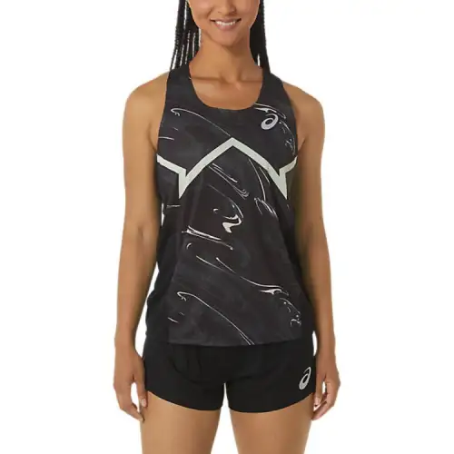 ASICS Tank Tops Women's Black Crew Neck Moderate Racerback