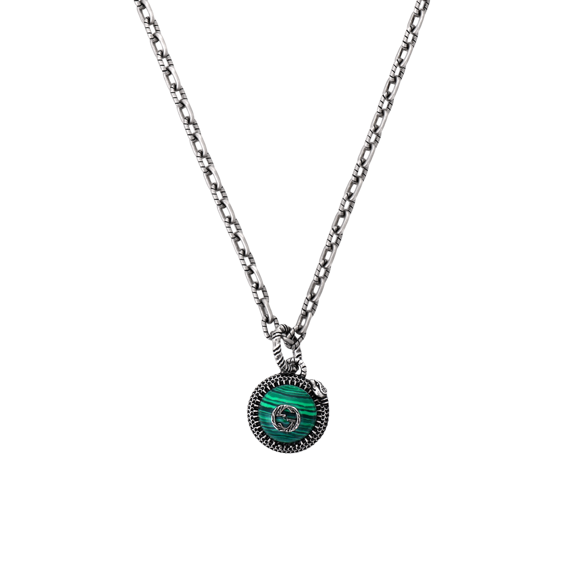 GUCCI Garden 925 Sterling Silver Resin Necklaces Unisex Silver/Green