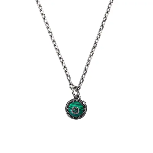 GUCCI Garden 925 Sterling Silver Resin Necklaces Unisex Silver/Green